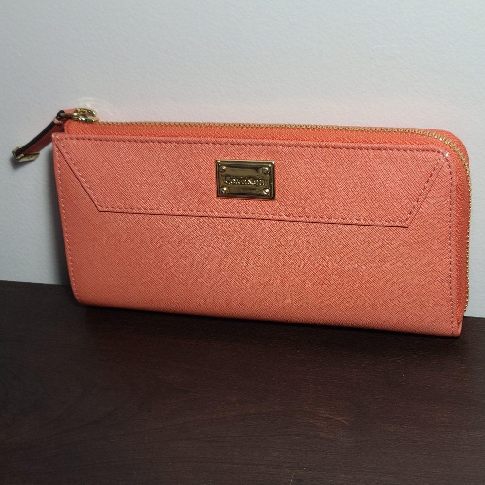 Calvin Klein Coral Zip Around Full Wallet - Saffiano Leather